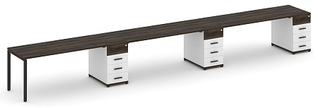 Рабочая станция на 3 места с тремя опорными тумбами CN.ORS-444 B/W