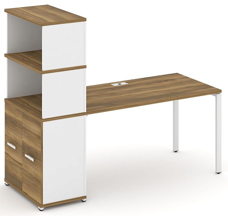 Стол рабочий с опорным распашным шкафом с надставкой высокой CN.SP-231 B/W