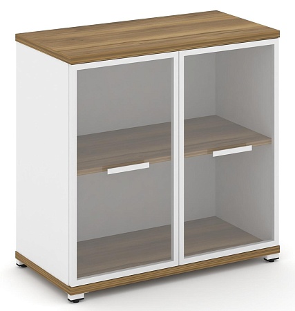 Шкаф две широкие секции, 2 ниши (2 фасада стекло прозрачное в раме, 2 ниши) CN.STS-213 RP B/W