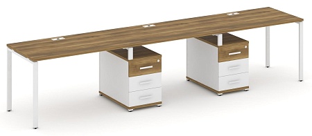 Рабочая станция на 3 места с двумя опорными тумбами CN.ORS-334 B/W