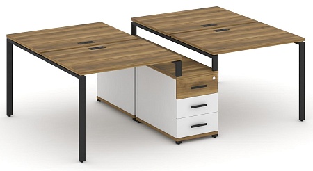 Рабочая станция на 4 места с двухсторонней опорной тумбой CN.DRS-309 B/W