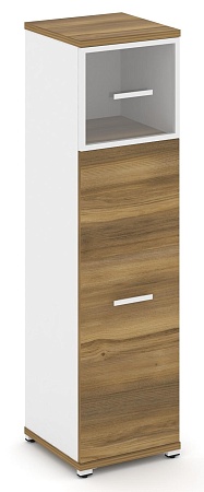 Шкаф одна узкая секция, 4 ниши (фасад ЛДСП, 3 ниши +  фасад стекло прозрачное в раме, 1 ниша) CN.STU-414 RP B/W