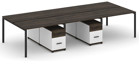 Рабочая станция на 6 мест с двумя двухсторонними опорными тумбами CN.DRS-346 B/W