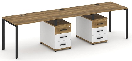 Рабочая станция на 3 места с двумя опорными тумбами CN.ORS-333 B/W