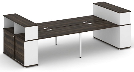 Рабочая станция с опорными шкафами купе с надставкой низкой CN.DRS-283 B/W