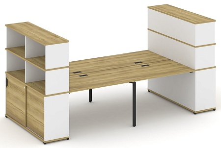 Рабочая станция с опорными шкафами купе с надставкой высокой CN.DRS-286 B/W