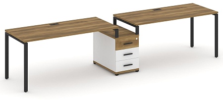 Рабочая станция на 2 места с одной опорной тумбой CN.ORS-304 B/W