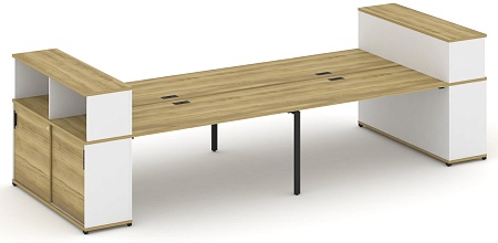 Рабочая станция с опорными шкафами купе с надставкой низкой CN.DRS-284 B/W
