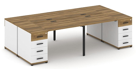 Рабочая станция на 4 места с двумя опорными тумбами CN.DRS-425 B/W
