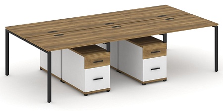 Рабочая станция на 6 мест с двумя двухсторонними опорными тумбами CN.DRS-345 B/W