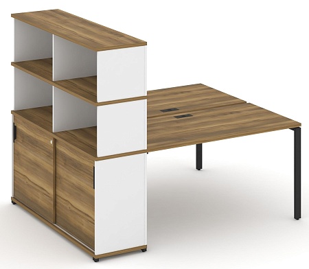 Рабочая станция с опорным шкафом купе с надставкой высокой CN.DRS-243 B/W