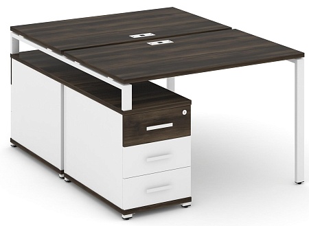 Рабочая станция на 2 места с двухсторонней опорной тумбой CN.DRS-302 B/W