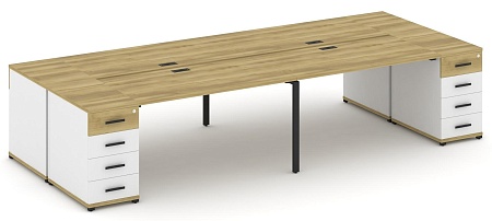 Рабочая станция на 4 места с двумя опорными тумбами CN.DRS-427 B/W
