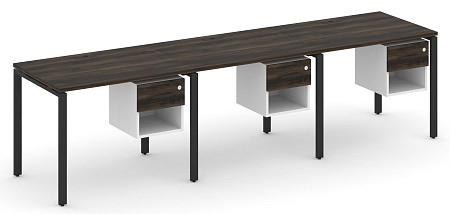 Рабочая станция односторонняя с подвесными тумбами на 3 места CN.ORS-137 B/W