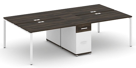 Рабочая станция на 4 места с двумя опорными тумбами CN.DRS-422 B/W