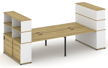 Рабочая станция с опорными шкафами купе с надставкой высокой CN.DRS-287 B/W