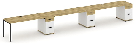 Рабочая станция на 3 места с тремя опорными тумбами CN.ORS-448 B/W