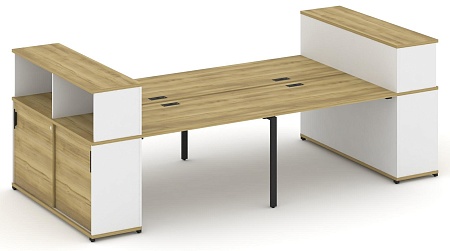 Рабочая станция с опорными шкафами купе с надставкой низкой CN.DRS-282 B/W