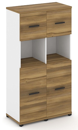 Шкаф две узкие секции, 4 ниши (2 фасада ЛДСП, 2 ниши + фасад ЛДСП, 1 ниша) CN.STU-425  B/W