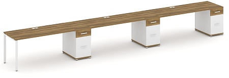 Рабочая станция на 3 места с тремя опорными тумбами CN.ORS-448 B/W
