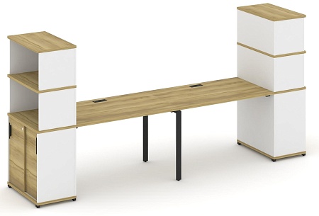 Рабочая станция с опорными шкафом купе с надставкой высокой CN.ORS-242 B/W