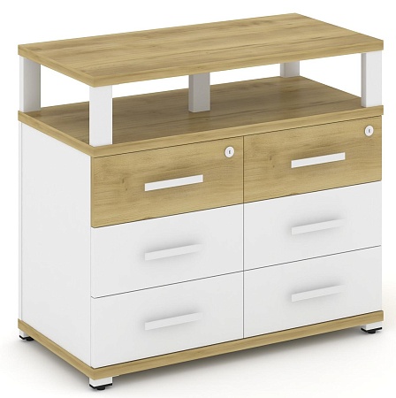 Тумба приставная широкая 6 ящиков. С надставкой широкой CN.TSP-009 B/W