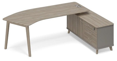 Стол руководителя эргономичный на тумбе правый (тип 5) WOOD ТМ В2 128