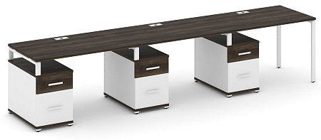 Рабочая станция на 3 места с тремя опорными тумбами CN.ORS-346 B/W