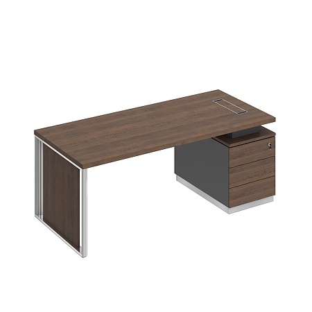 Стол руководителя на опорной тумбе с декоративной вставкой правый БР 110R