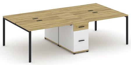 Рабочая станция на 4 места с двумя опорными тумбами CN.DRS-422 B/W