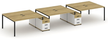 Рабочая станция на 6 мест с двумя двухсторонними опорными тумбами CN.DRS-336 B/W