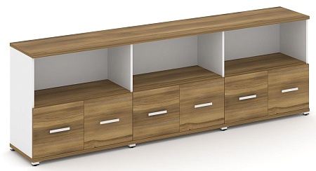 Шкаф три широкие секции, 2 ниши (6 фасадов ЛДСП, 1 ниша) CN.STS-231 B/W