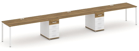 Рабочая станция на 3 места с двумя опорными тумбами CN.ORS-436 B/W
