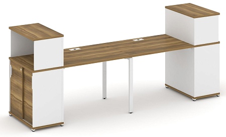 Рабочая станция с опорными шкафом купе с надставкой низкой CN.ORS-237 B/W