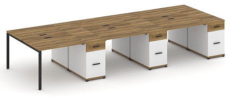Рабочая станция на 6 мест с четыремя опорными тумбами CN.DRS-461 B/W