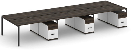 Рабочая станция на 6 мест с тремя двухсторонними опорными тумбами CN.DRS-356 B/W