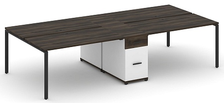 Рабочая станция на 4 места с двумя опорными тумбами CN.DRS-423 B/W