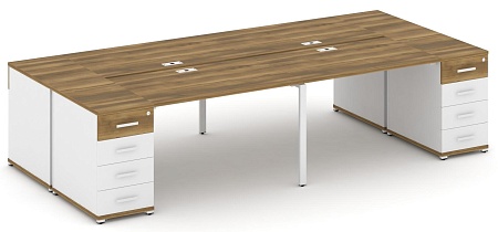 Рабочая станция на 4 места с двумя опорными тумбами CN.DRS-426 B/W