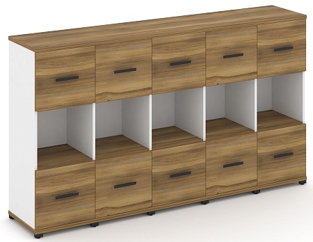 Шкаф пять узких секций, 3 ниши (5 фасадов ЛДСП, 1 ниша + 5 фасадов ЛДСП, 1 ниша) CN.STU-355 B/W