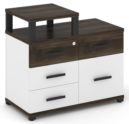 Тумба приставная широкая 4 ящика + 1 распашной фасад. С надставкой узкой. CN.TSP-011 B/W