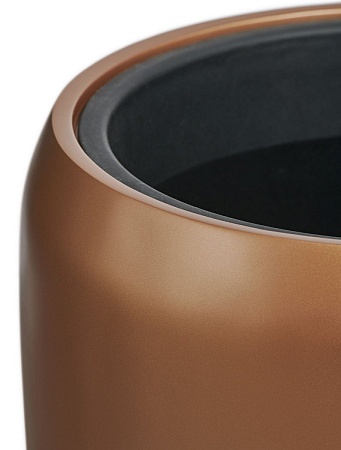 Кашпо TREEZ Effectory Metal Высокий округлый конус Лаковое матовое тёмное золото в-68 см, д-43 см