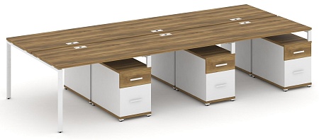 Рабочая станция на 6 мест с тремя двухсторонними опорными тумбами CN.DRS-354 B/W
