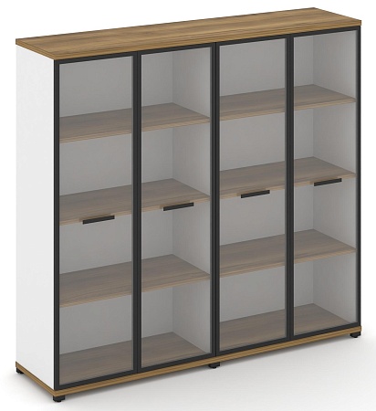 Шкаф две широкие секции, 4 ниши (4 фасада стекло прозрачное в раме,  4 ниши) CN.STS-426 RP B/W
