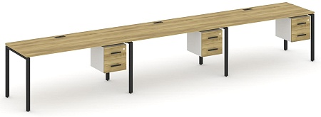 Рабочая станция односторонняя с подвесными тумбами на 3 места CN.ORS-136 B/W