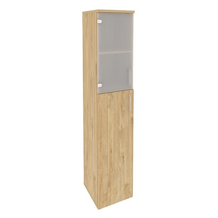 Шкаф высокий узкий левый (1 средний фасад ЛДСП + 1 низкий фасад стекло) O.SU-1.7(L)