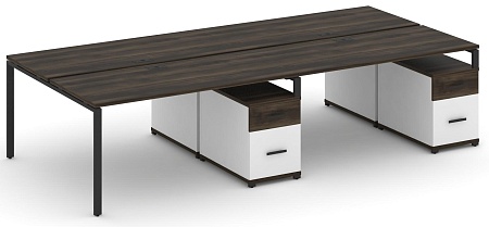 Рабочая станция на 4 места с двумя двухсторонними опорными тумбами CN.DRS-324 B/W