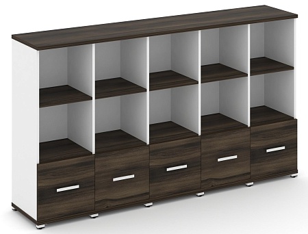 Шкаф пять узких секций, 3 ниши (5 фасадов ЛДСП, 1 ниша) CN.STU-351 B/W