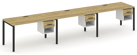 Рабочая станция односторонняя с подвесными тумбами на 3 места CN.ORS-139 B/W