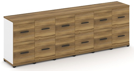 Шкаф шесть узких секций, 2 ниши (6 фасадов ЛДСП, 1 ниша + 6 фасадов ЛДСП, 1 ниша) CN.STU-262 B/W