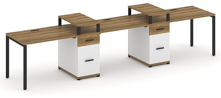 Рабочая станция на 3 места с двумя опорными тумбами CN.ORS-453 B/W